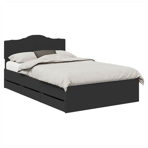Letto con Contenitore Nero 135 x 190 cm Legno multistrato - Foto 1