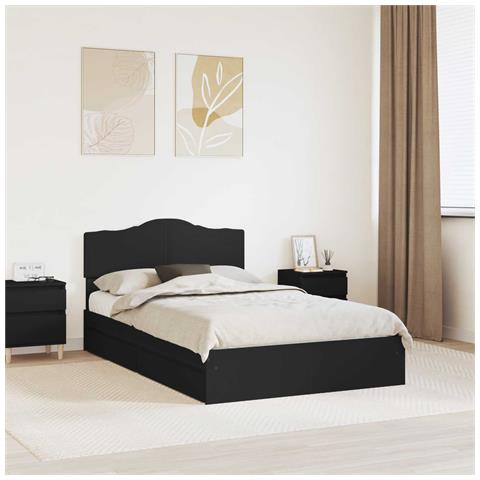 Letto con Contenitore Nero 135 x 190 cm Legno multistrato - Foto 2