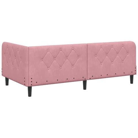 Cornice del letto ad angolo Rosa 90 x 200 cm Velluto - Foto 9
