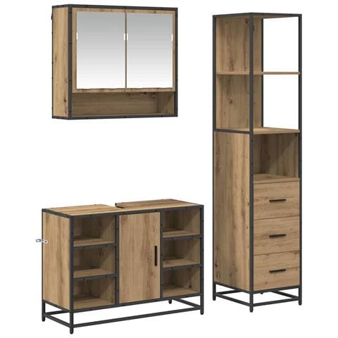 Set di mobili per il bagno con porta 3 pcs Rovere artigianale - Foto 1