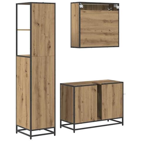Set di mobili per il bagno con porta 3 pcs Rovere artigianale - Foto 9