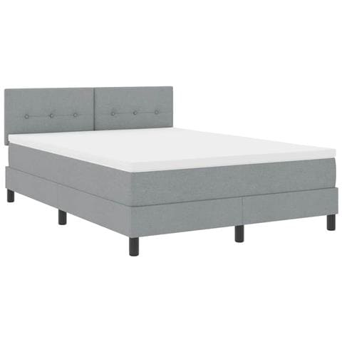 Letto a molle con materasso Grigio chiaro 140 x 190 cm Tessuto - Foto 1