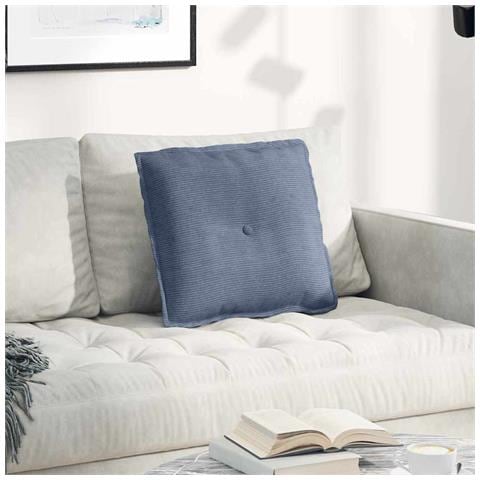 Cuscino per Schiena Blu 50 x 45 cm Tessuto in Cords - Foto 2
