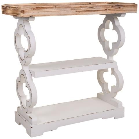 Mobile Da Ingresso In Legno Bianco Intagliato 80x36x83h - Foto 1