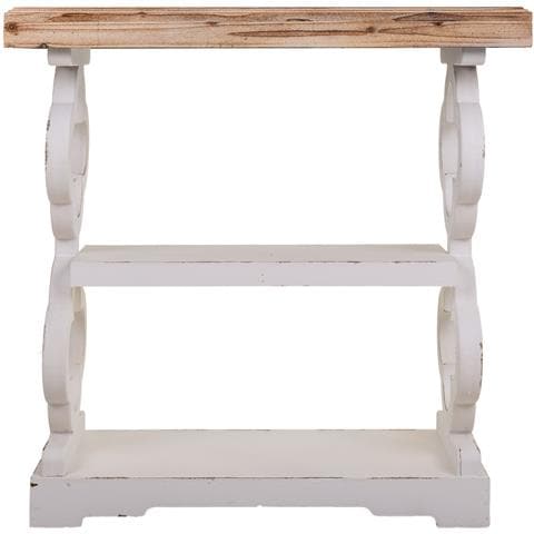 Mobile Da Ingresso In Legno Bianco Intagliato 80x36x83h - Foto 2