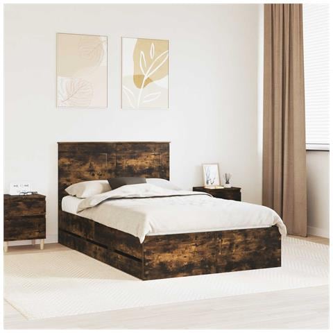 Struttura del letto con cassetto Rovere fumé 120 x 190 cm - Foto 2