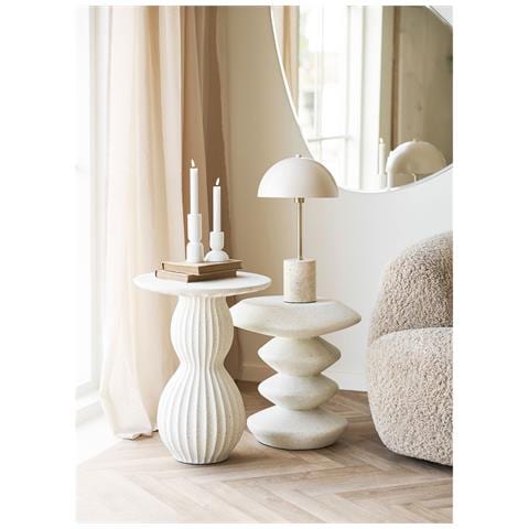 Tavolino Da Appoggio Newtown In Fiberclay Bianco Forma Organica Ø40x55 Cm - Foto 6