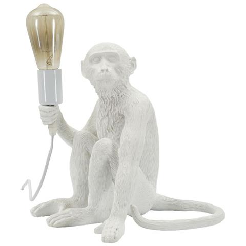 Lampada Da Tavolo Monkey In Polyresin Bianca A Forma Di Scimmia Seduta - Foto 1