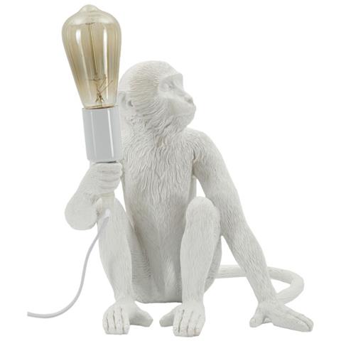 Lampada Da Tavolo Monkey In Polyresin Bianca A Forma Di Scimmia Seduta - Foto 2