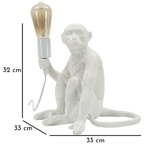 Lampada Da Tavolo Monkey In Polyresin Bianca A Forma Di Scimmia Seduta - Foto 8