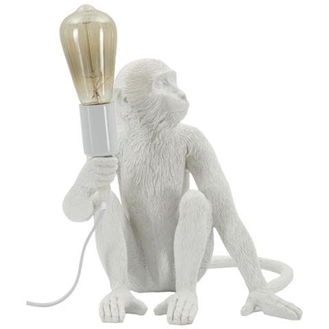 Lampada Da Tavolo Scimmia-bianco-poliestere-33x33x32 Cm - Foto 2