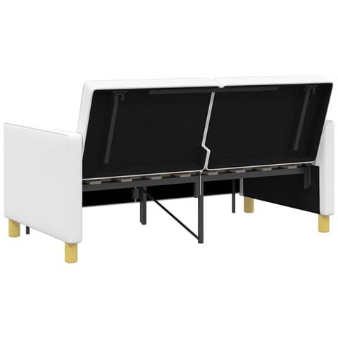 Divano Letto Estraibile Bianco Tessuto - Foto 9