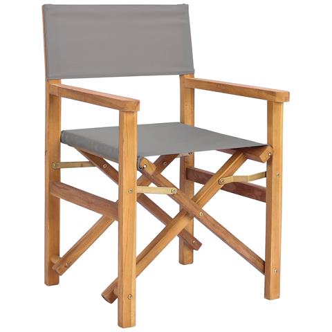 Sedia da regista Marrone e Grigio Chiaro Legno di teak solido - Foto 1