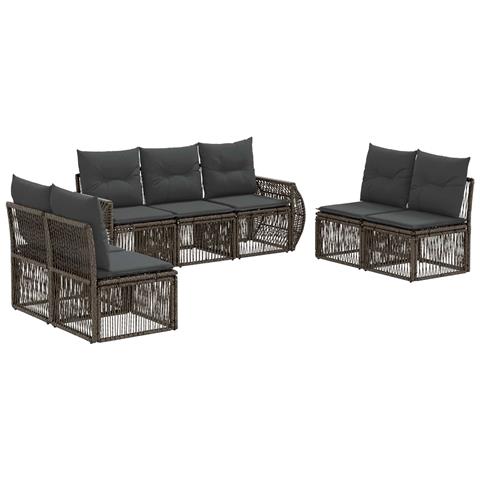 Set Divano da Giardino 7 pcs Grigio e Grigio Scuro polyrattan - Foto 1