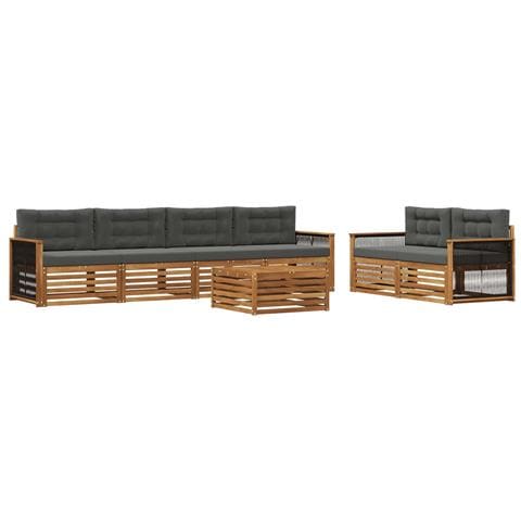 Set di divani da esterno con cuscino 7 pcs Naturale e Antracite - Foto 1
