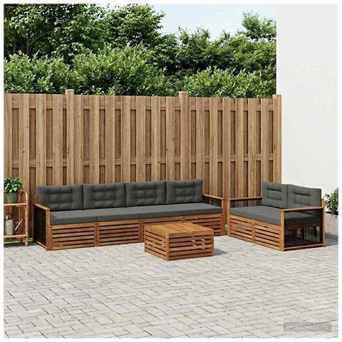 Set di divani da esterno con cuscino 7 pcs Naturale e Antracite - Foto 2