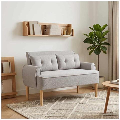 Loveseat con bottoni imbottiti Grigio Chiaro 117 x 67 x 77 cm - Foto 2