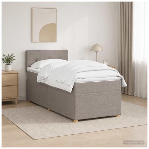 Letto box spring con materasso Tortora 80 x 200 cm Tessuto - Foto 2