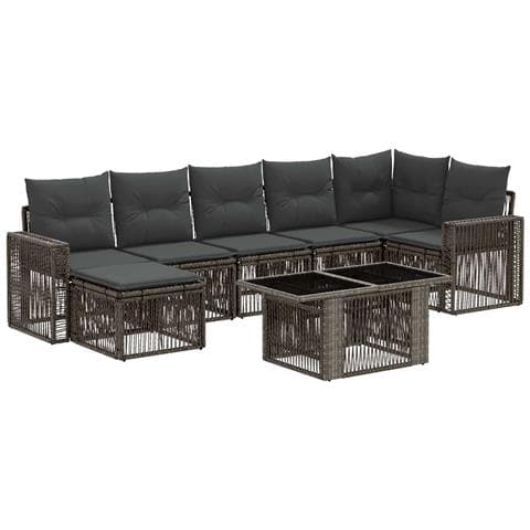 Set Divano da Giardino 8 pz Grigio e Grigio Scuro polyrattan - Foto 1