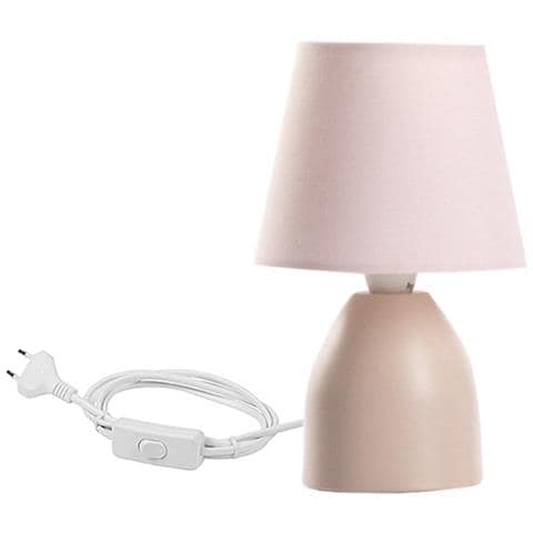 Lampada Da Tavolo Nano Con Base In Metallo E Paralume In Tessuto. Colore Rosa - Foto 2
