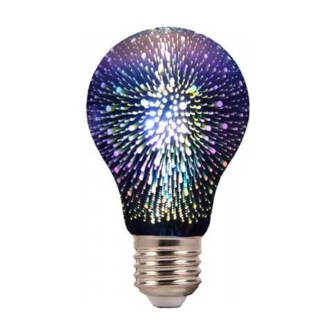 V-tac Vt-2203 Lampadina Led 3w E27 A60 Bianco Caldo 3000k In Vetro Cromato Effetto 3d - Sku 2704 - Foto 1