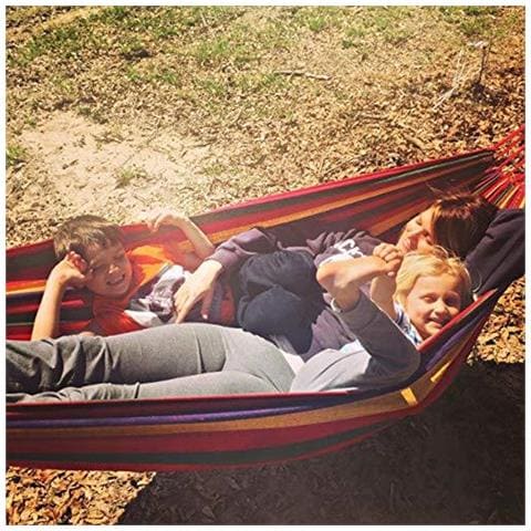 Cotone Esterno Amaca Multipli 210 X 150 Cm Capacit Di Carico Fino A 200 Kg Portatile Con Il Sacchetto Di Trasporto Per Il Patio Yard Garden - Foto 2