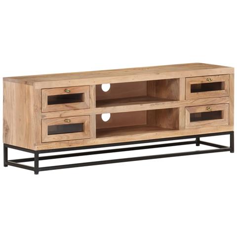 Mobile Porta Tv 110x30x40 Cm In Legno Massello Di Acacia - Foto 2