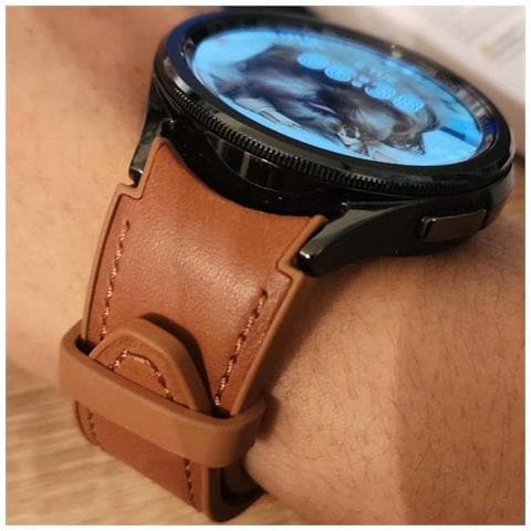 Bracciale Galaxy Watch 4 Classic 20mm 130mm M / L In Pelle Resistente, Marrone - Foto 12