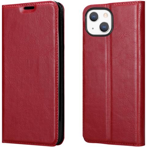 Custodia Compatibile Con Apple Iphone 13 Mini In Rosso Mela - Coperchio Protettiva Con Chiusura Magnetica, Funzione Stand E Tasca Per Le Carte - Foto 8