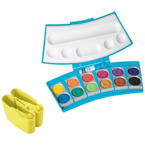 Deckfarbkasten Procolor 735, 12 Farben, Trkis /gelb 2 Abnehmbare Wasserboxen, 12 Farbschlchen, Herausnehmbare - 1 Stck (701204) - Foto 1