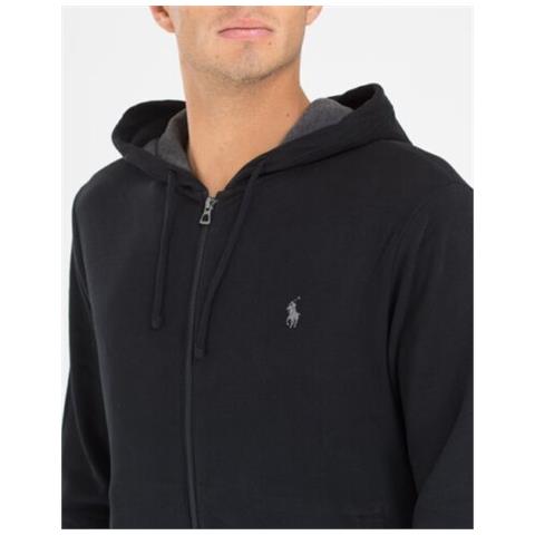 Ralph Lauren Felpa Uomo Neracon Cappuccio Felpa Tinta Unita Logo Casual Full Zip E Maniche Lunghe Con Logo Pony Ricamato Ralph Polo Colore Black Taglia Xxl - Foto 2