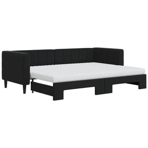 Divano Letto Estraibile Con Materassi Nero 80x200 Cm Velluto - Foto 1