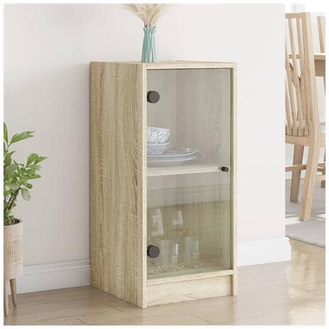 Mobile Con Ante In Vetro Rovere Sonoma 35x37x75,5 Cm - Foto 1