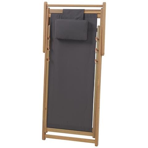 Set Di 2 Lettini Da Giardino Legno Chiaro Con 2 Tessuti Intercambiabili Grigio Avellino - Foto 2