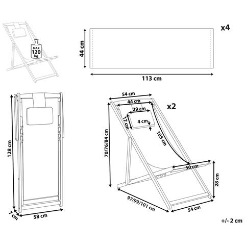 Set Di 2 Lettini Da Giardino Legno Chiaro Con 2 Tessuti Intercambiabili Grigio Avellino - Foto 7