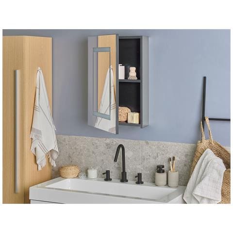 Armadio A Muro Per Specchio Da Bagno Led Malaspina 40 Cm 60 Cm Nero - Foto 1