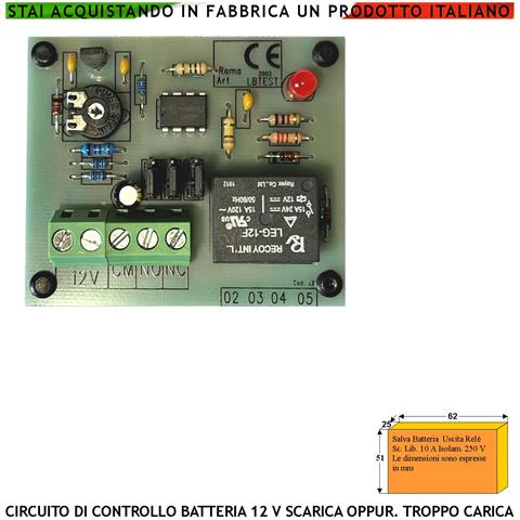 Allarme Batteria 12 V Sovraccarica Circuito Tarato 13,8 V Evita Danni Da Tensione Molto Alta Relè Intervento Ritardato - Foto 1