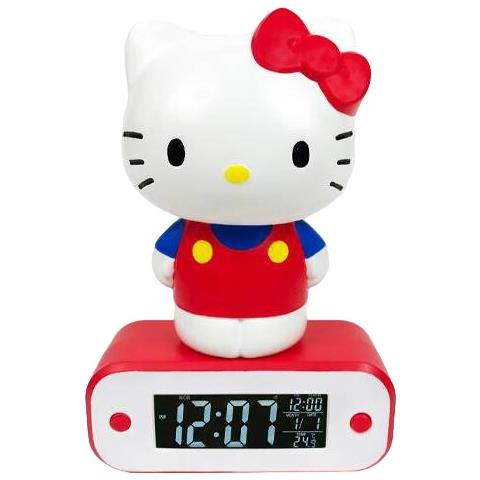 Luce Notturna Wireless Hello Kitty Con Sveglia Digitale, Multicolore - Foto 1