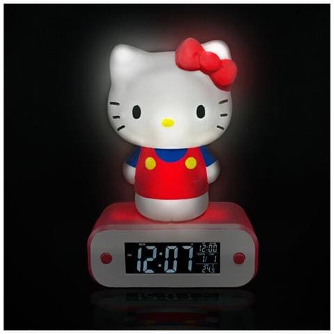 Luce Notturna Wireless Hello Kitty Con Sveglia Digitale, Multicolore - Foto 3