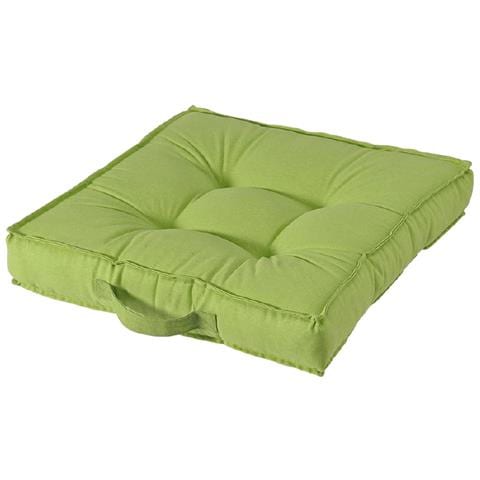 Cuscino Quadrato In Cotone Imbottito 50x50 Cm Con Maniglia Living - Green - Foto 1