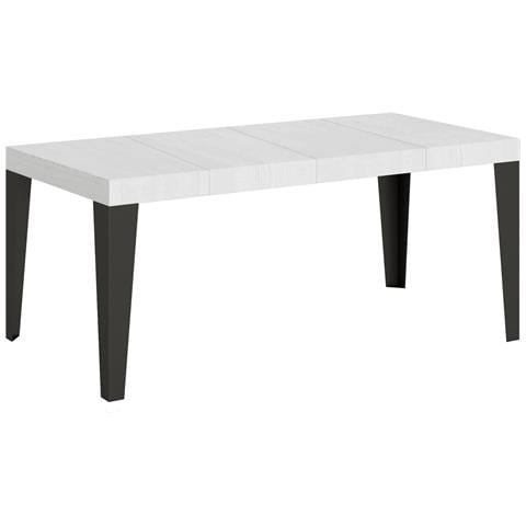 Tavolo Allungabile 90x90/246 Cm Flame Premium Bianco Frassino Telaio Antracite - Foto 1