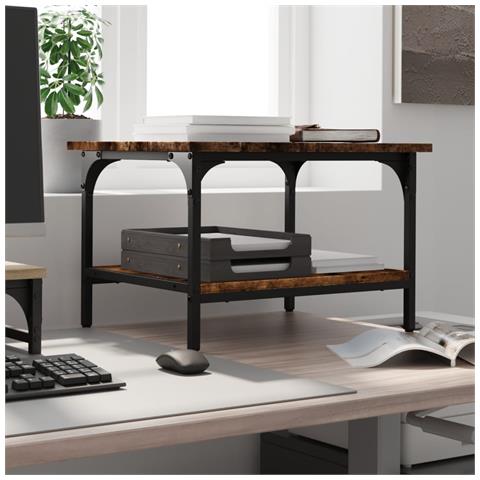 Supporto Stampante 2 Livelli Rovere Fumo 50x40x38cm Multistrato - Foto 3