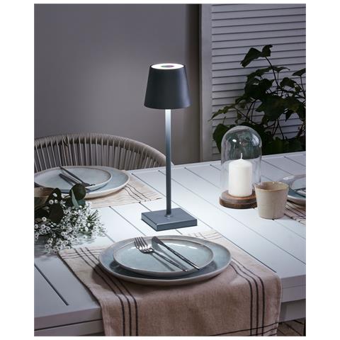 Lampada Da Tavolo Senza Fili A Led Valira Metallo Grigio Scuro - Foto 1