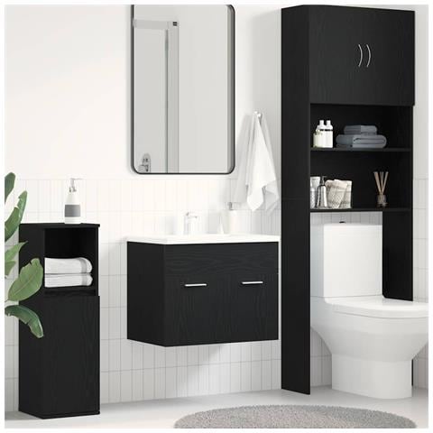 Mobile Lavabo da Bagno Rovere Nero 60x38,5x46 cm in Truciolato - Foto 1