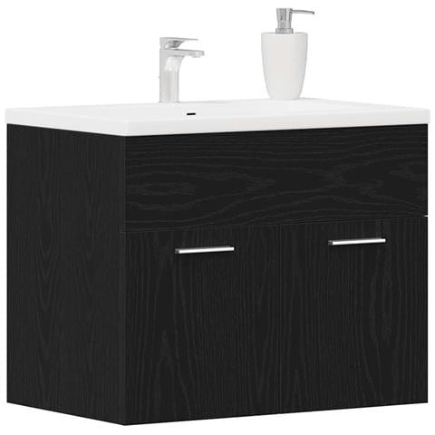Mobile Lavabo da Bagno Rovere Nero 60x38,5x46 cm in Truciolato - Foto 9