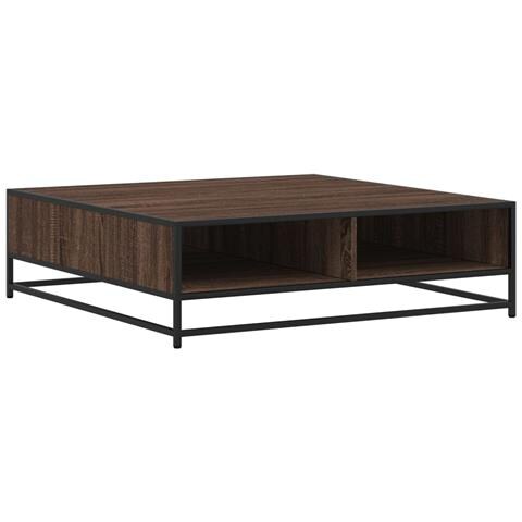 Tavolino Rovere Marrone 100x100x30 Cm In Truciolato E Metallo - Foto 2