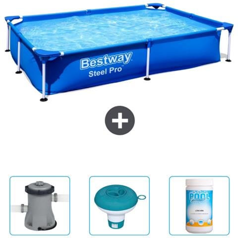 Piscina Fuori Terra - Rettangolo - 221x150x43 Cm - Blu - Include Accessori Coordinati Cb41 - Foto 1