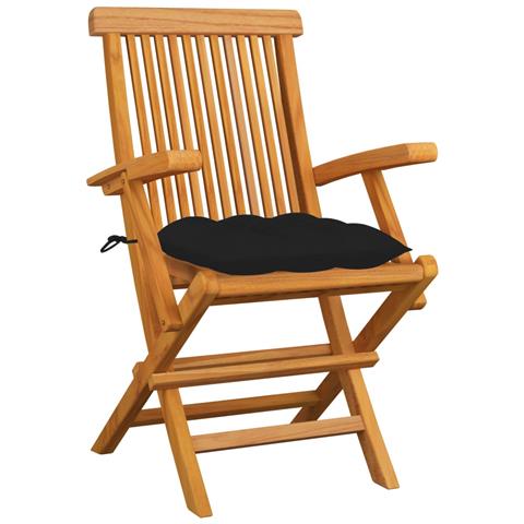 Lusso Casadino -  Sedie Da Giardino Con Cuscini Neri 3 Pz Legno Massello Di Teak - Foto 1