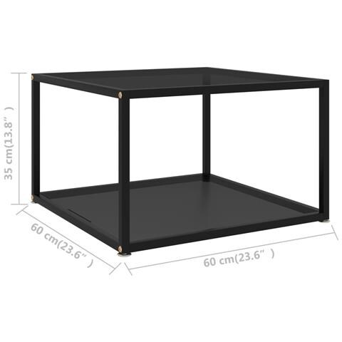 Lusso Casadino - Tavolino Da Salotto Nero 60x60x35 Cm In Vetro Temperato - Foto 5