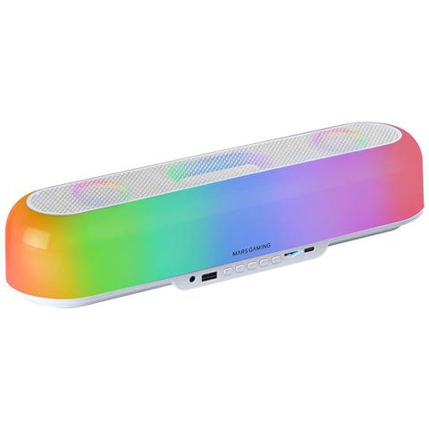 Marsgaming Msb-orb, Altoparlante Portatile Soundbar 20w, Illuminazione Orbilight Rgb 360º, Triplo Driver, Bluetooth 5.3 / Usb/microsd/aux/fm, Bianco - Foto 1
